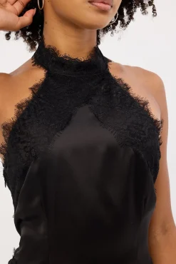 Alexa Lace Halter Top Black