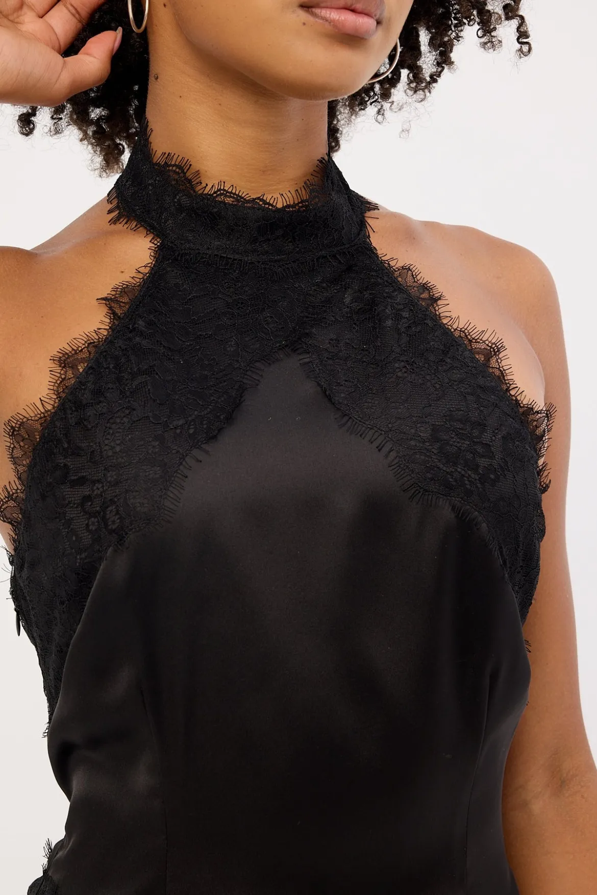 Alexa Lace Halter Top Black