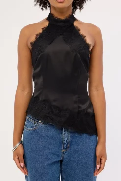 Alexa Lace Halter Top Black