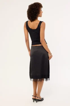 Alexa Lace Midi Skirt Black