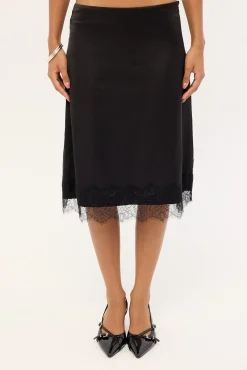 Alexa Lace Midi Skirt Black