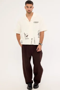 Alfresco Boxy Cropped Resort Shirt Off White