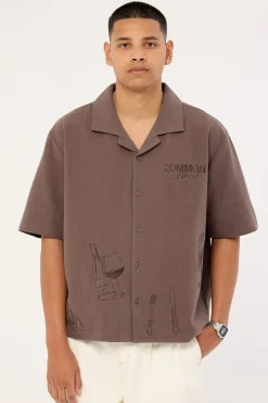 Alfresco Boxy Cropped Resort Shirt Brown