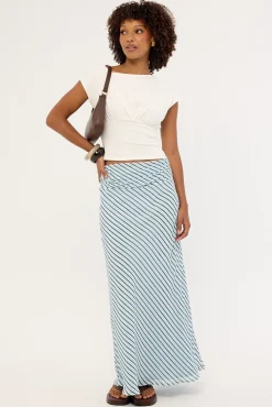 Aliyah Stripe Maxi Skirt Blue and Brown