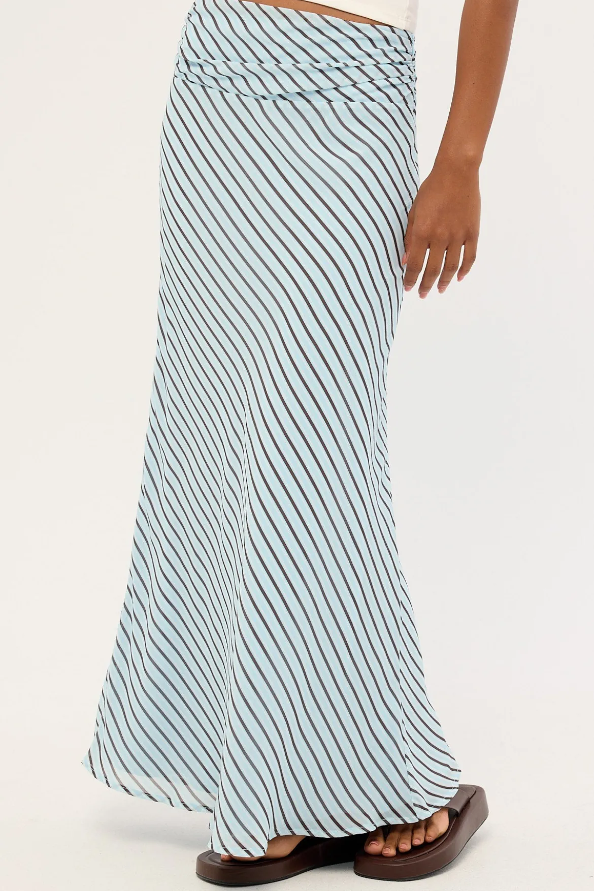 Aliyah Stripe Maxi Skirt Blue and Brown