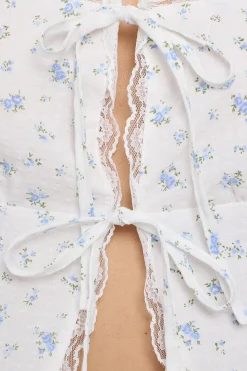 Allora Floral Short Sleeve Top Blue Floral
