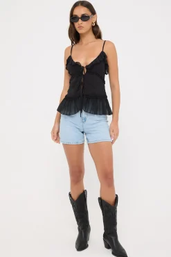 Amalie Ruffle Cami Top Black