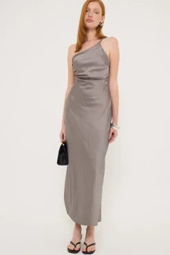 Amara Twist Shoulder Maxi Dress Charcoal