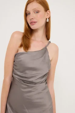 Amara Twist Shoulder Maxi Dress Charcoal