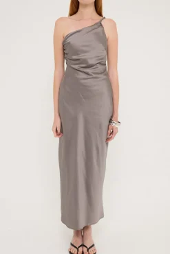 Amara Twist Shoulder Maxi Dress Charcoal