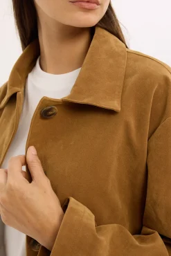 Amelie PU Suede Crop Jacket Tan