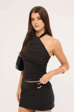 Amira Hardware Jersey Mini Skirt Black