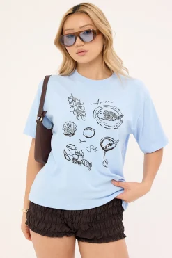 Amore Al Sole Oversized Graphic Tee Blue
