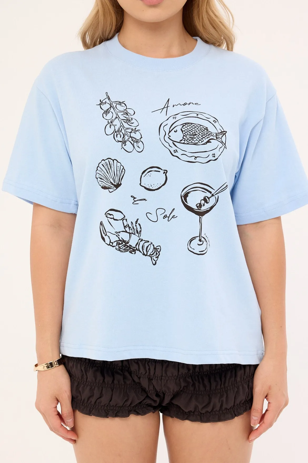 Amore Al Sole Oversized Graphic Tee Blue