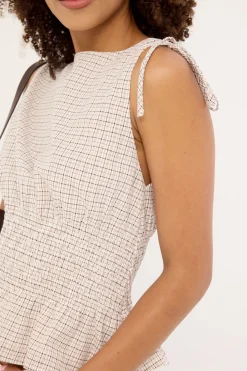 Andie Ruched Tie Top Brown