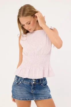 Andie Ruched Tie Top Pink