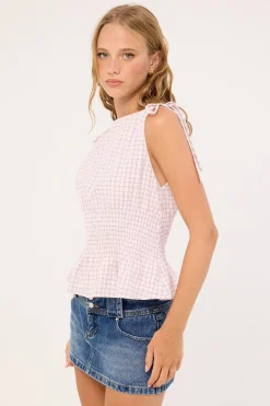 Andie Ruched Tie Top Pink
