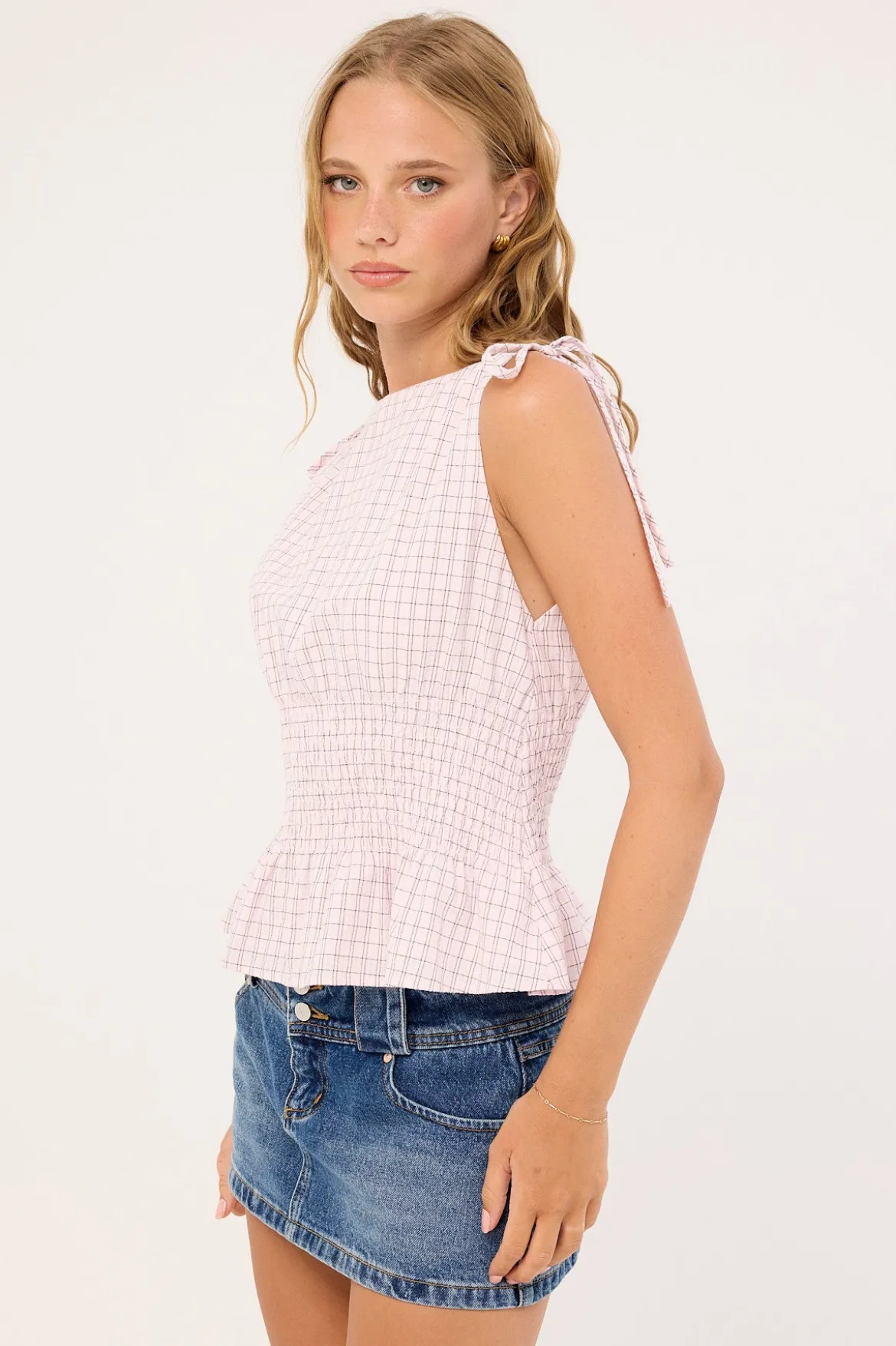 Andie Ruched Tie Top Pink