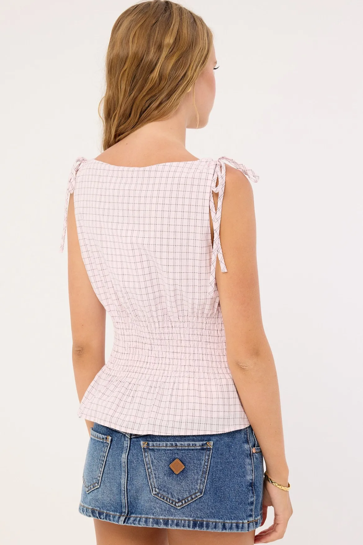 Andie Ruched Tie Top Pink