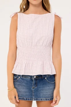 Andie Ruched Tie Top Pink