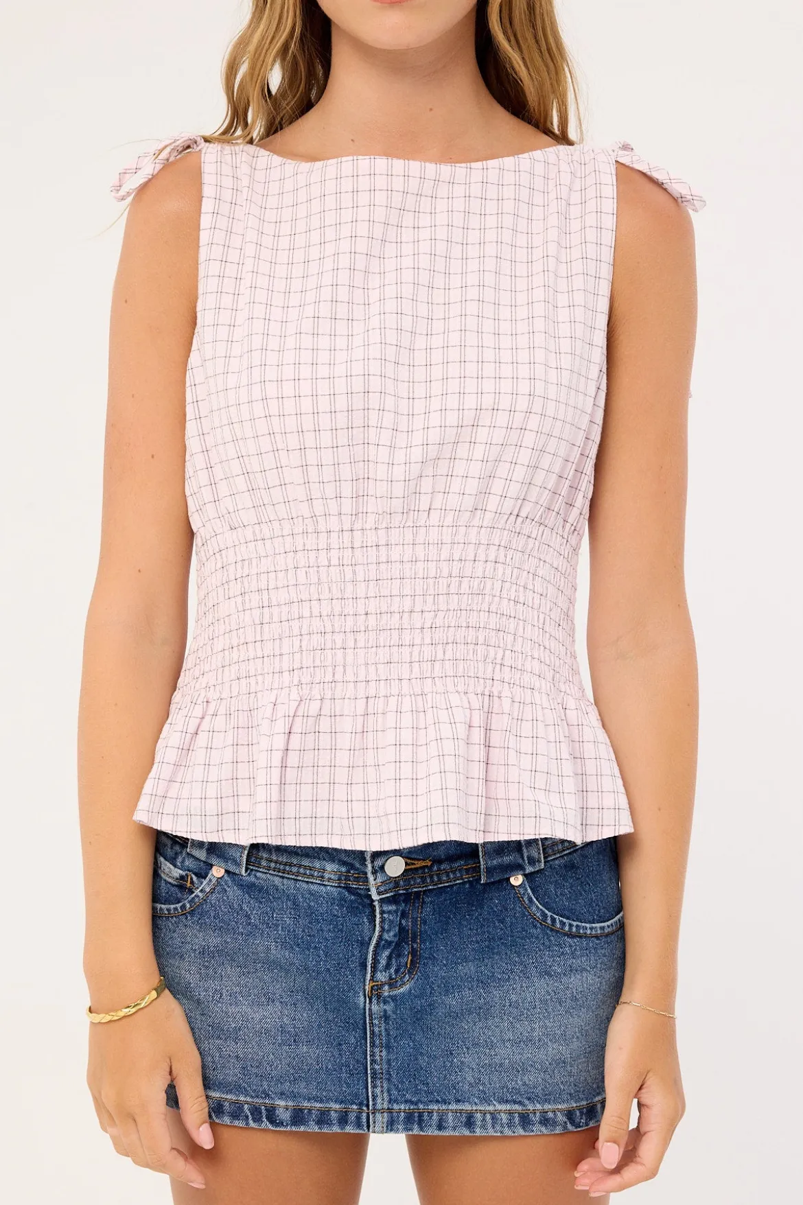 Andie Ruched Tie Top Pink