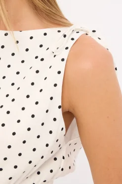 Andie Ruched Tie Top White Polka