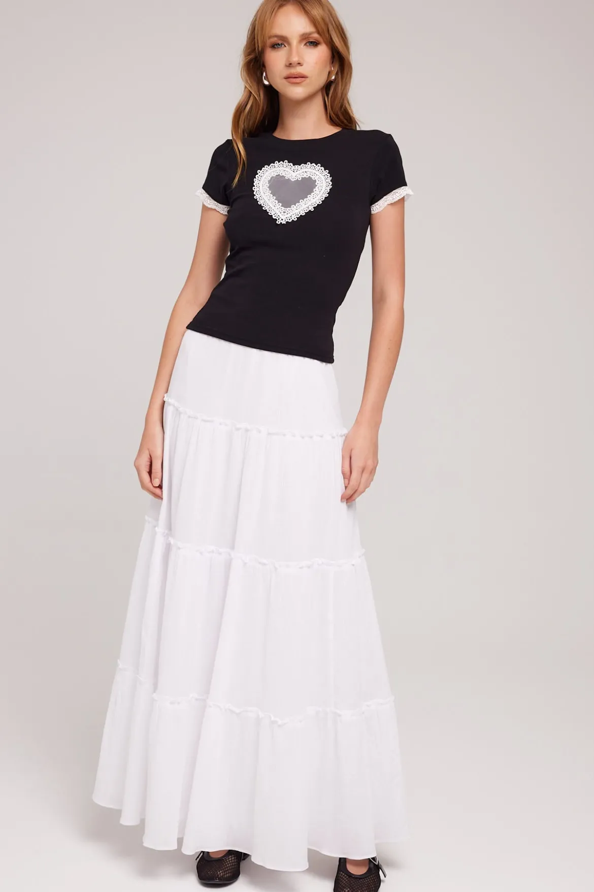 Angel Heart Longline Baby Tee Black