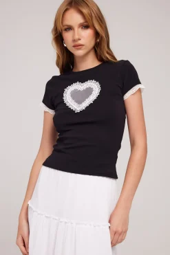 Angel Heart Longline Baby Tee Black