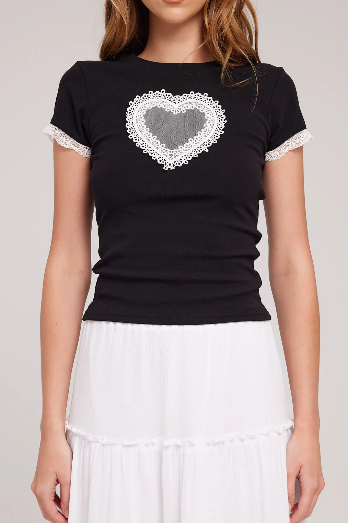 Angel Heart Longline Baby Tee Black