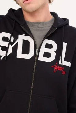 Applique Zip Thru Hood Black