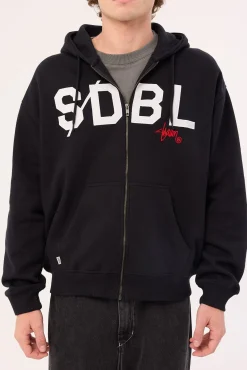 Applique Zip Thru Hood Black