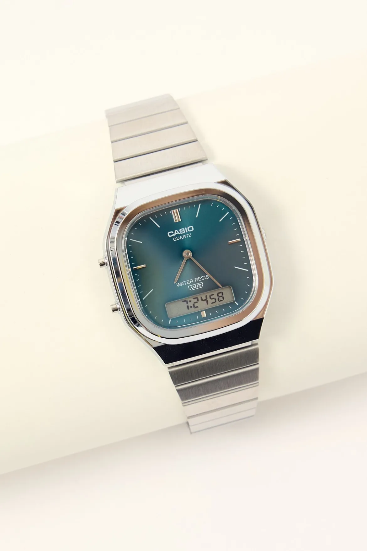 AQ240E-3A Duo Watch Silver/Teal