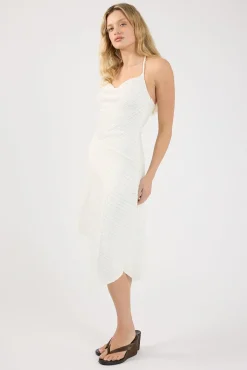 Arabella Asym Midi Dress Cream