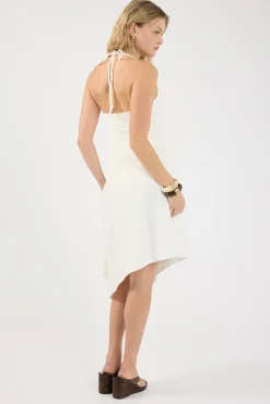 Arabella Asym Midi Dress Cream
