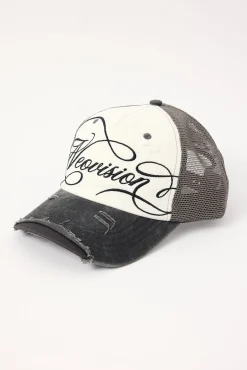 Arcane Distressed Trucker Cap Washed Black/White