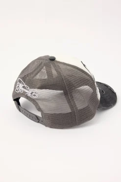 Arcane Distressed Trucker Cap Washed Black/White