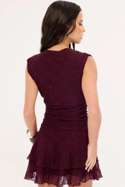 Ardena Frill Mini Dress Plum