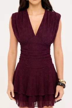 Ardena Frill Mini Dress Plum