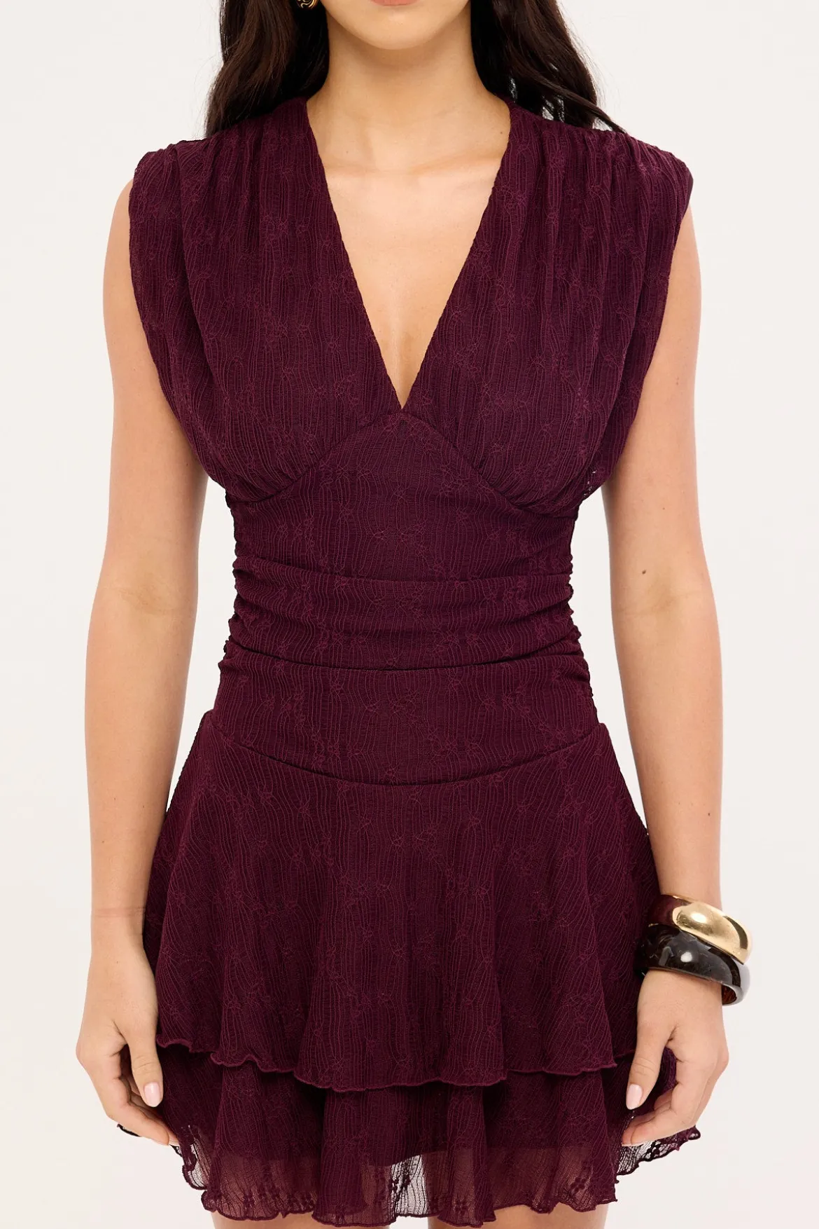 Ardena Frill Mini Dress Plum