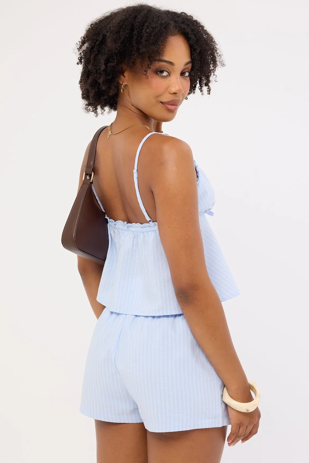 Ari Stripe Elasticated Mid Rise Short Blue Stripe