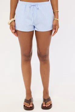 Ari Stripe Elasticated Mid Rise Short Blue Stripe