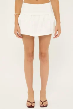 Arian Gathered Mini Skirt White