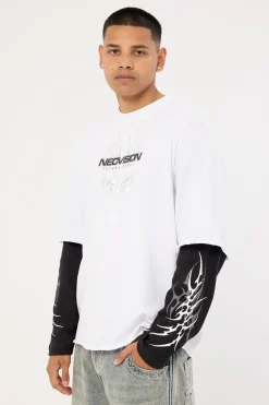 Arkos Layered Long Sleeve Tee White