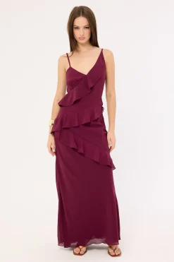 Armina Frill Maxi Dress Plum
