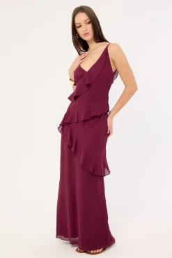 Armina Frill Maxi Dress Plum