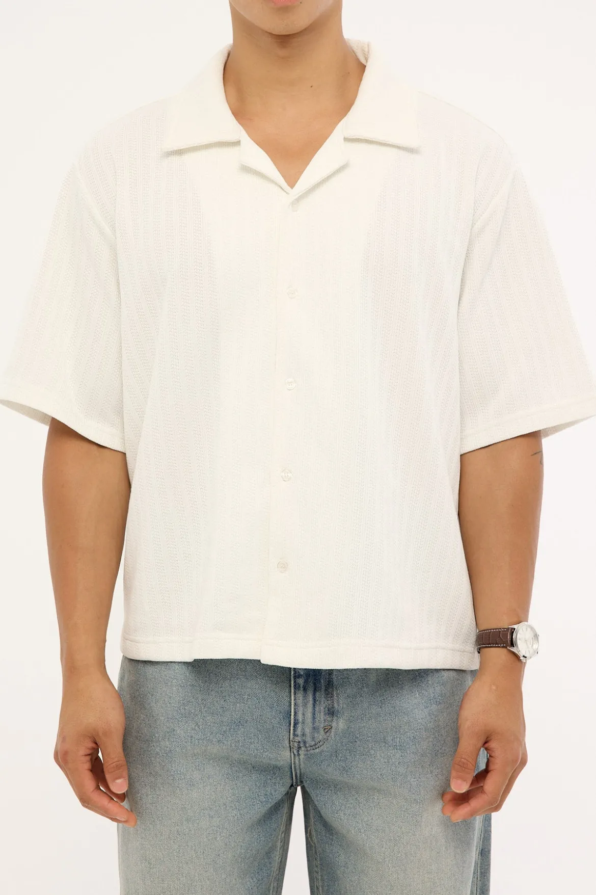 Artie Boxy Cropped Resort Shirt White