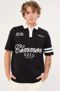 Ascend Short Sleeve Rugby Polo Black