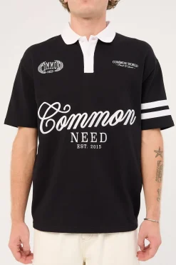 Ascend Short Sleeve Rugby Polo Black