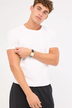 Ascot Tight Ribbed Cotton Tee White
