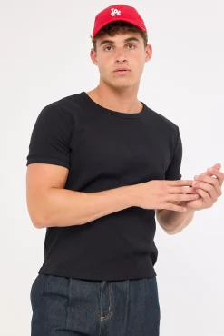 Ascot Tight Ribbed Cotton Tee Black